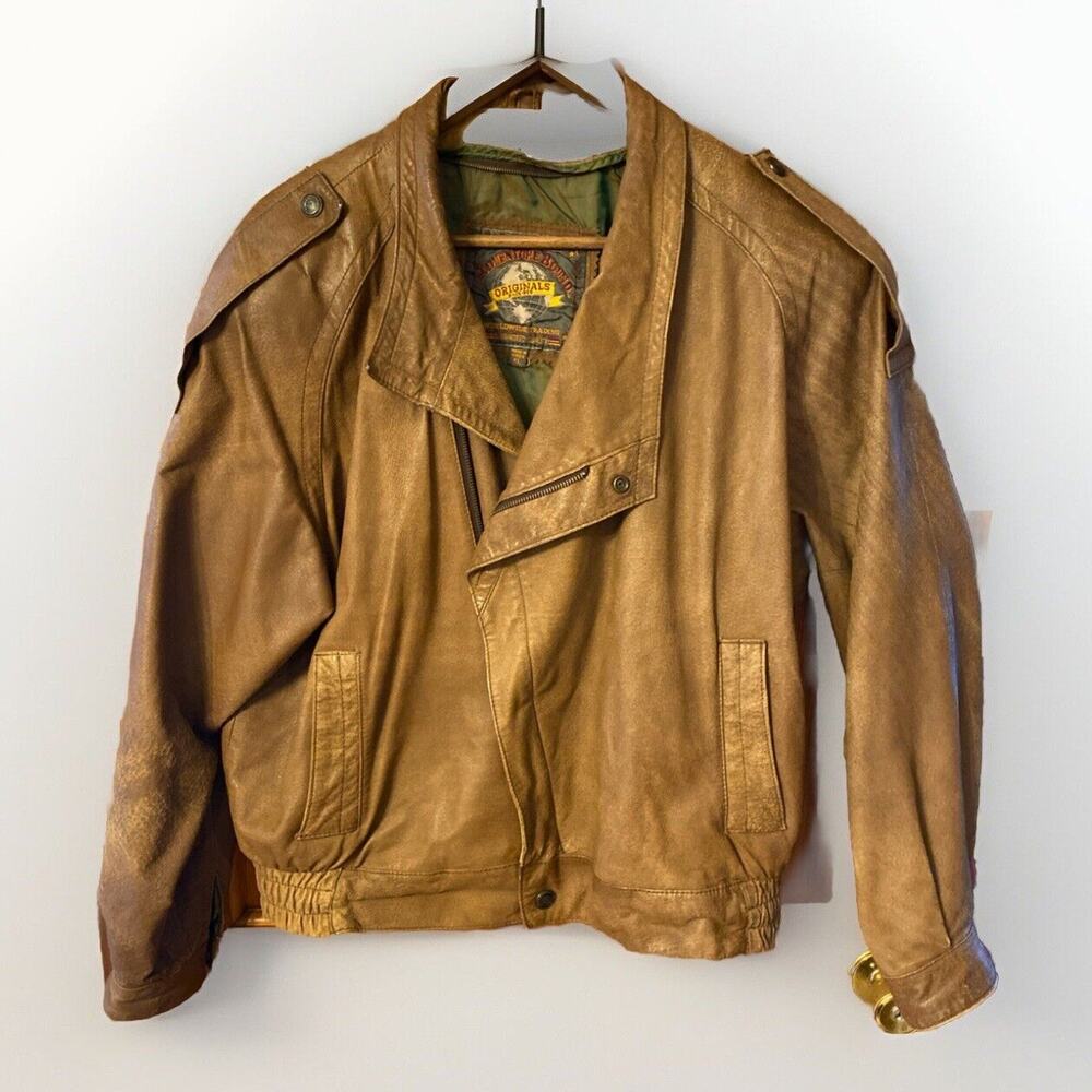 Vintage Adventure Bound Wilsons Leather Jacket Mens XL Brown Bomber Aviator